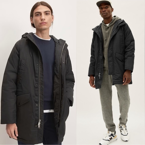 Everlane Mens The ReNew Long Parka Jacket NWT Black